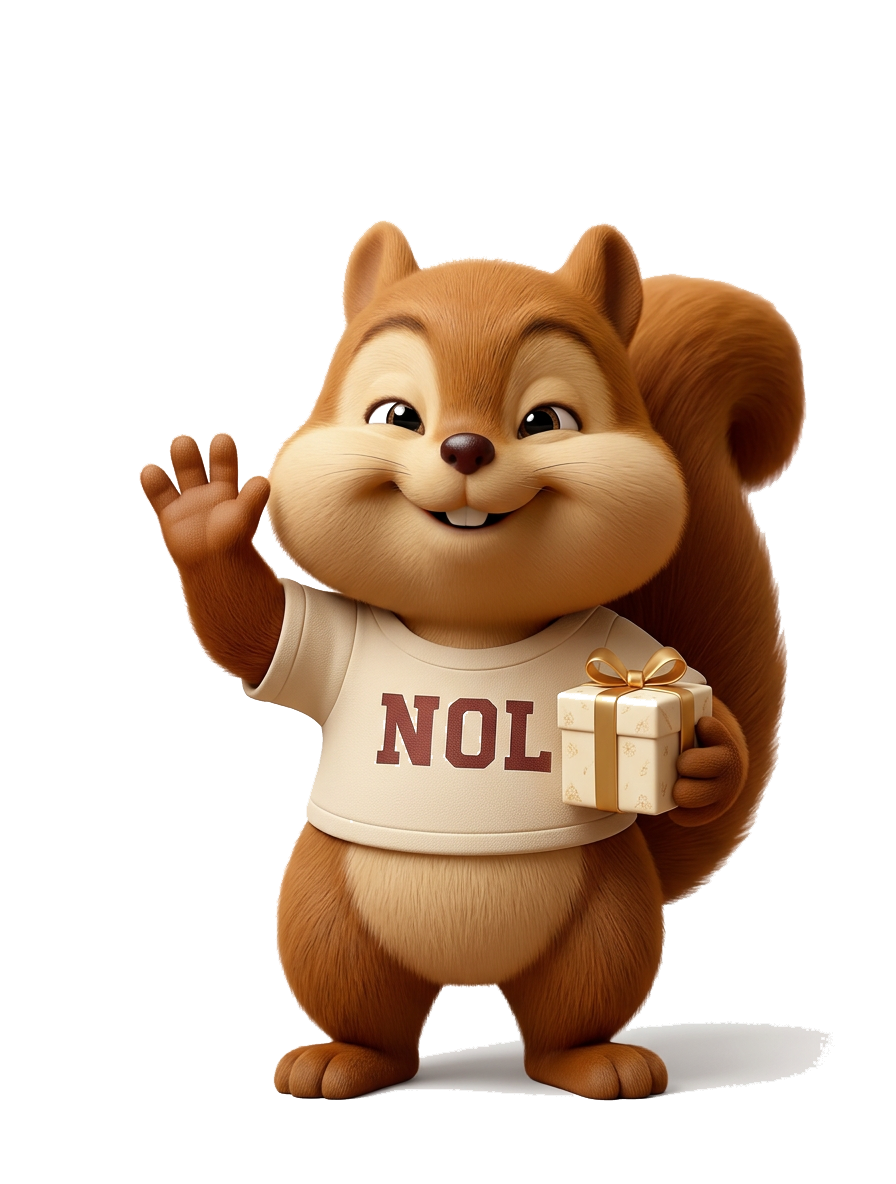 NOLSK mascot waving farewell